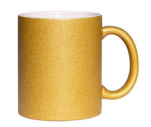 Glitzertasse mit Glitzerpartikeln | Gelbgold