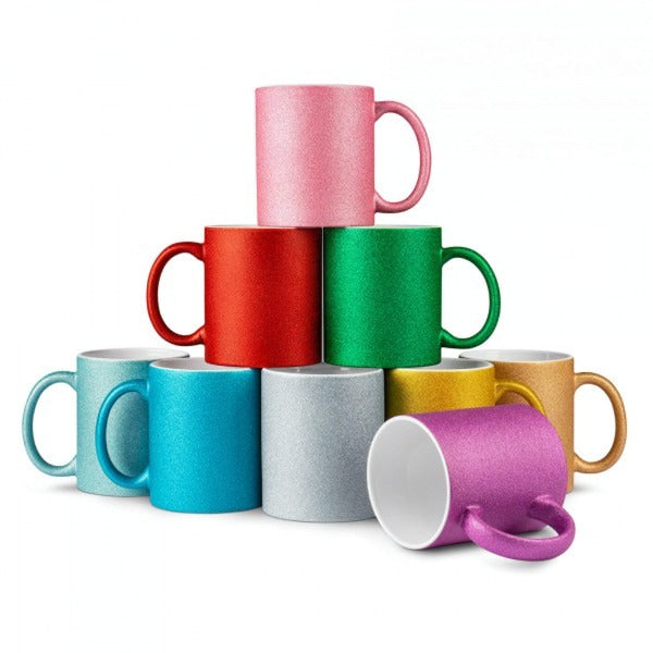 Glitzertasse mit Glitzerpartikeln | Hellblau